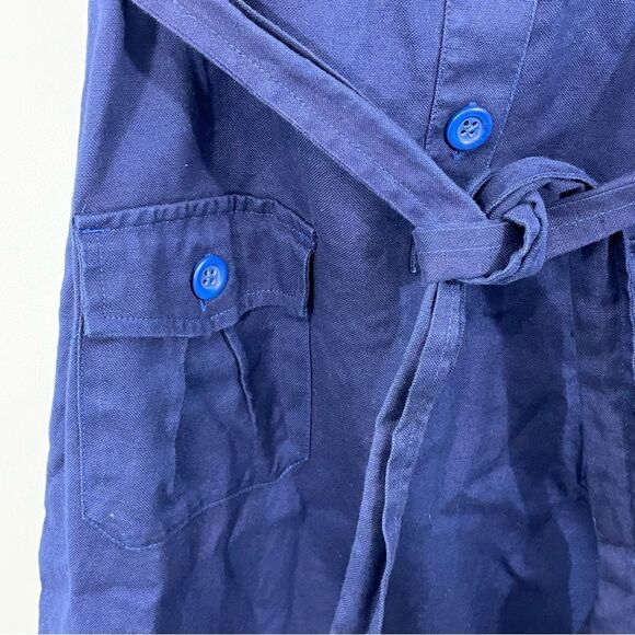 Banana Republic Blue Utility Shirtdress Size 0 Linen Blend Tie Belt Mini Dress - Picture 5 of 9